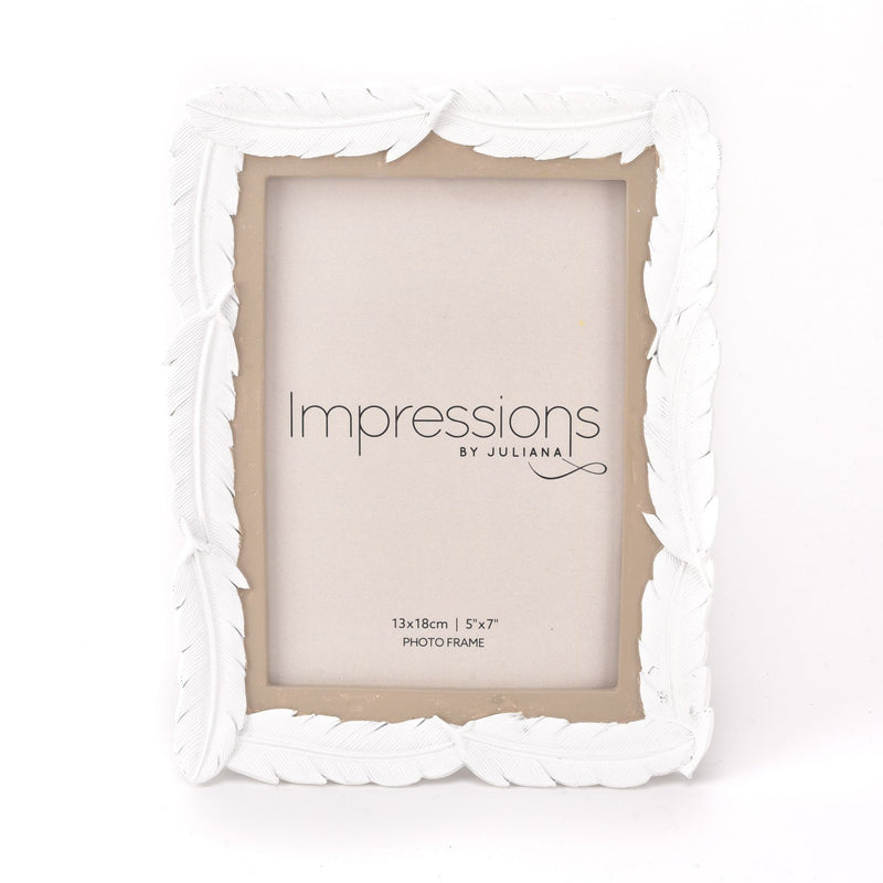 Impressions White Resin Feather Photo Frame 5" x 7"