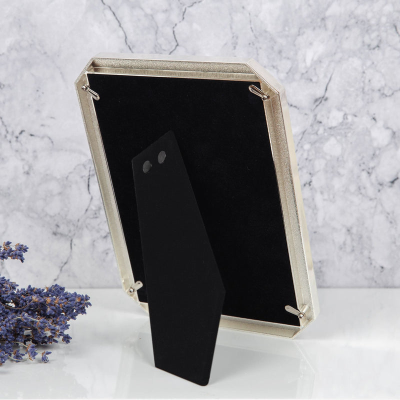 Elegance Silverplated Chamfer Edge Grey Epoxy Frame 5" x 7"