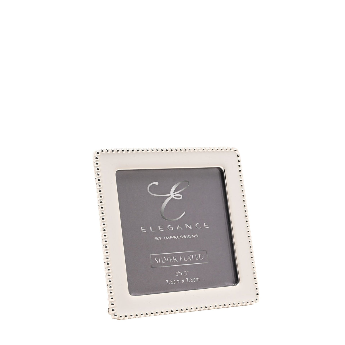 Elegance Silverplated White Epoxy Beaded Photo Frame 3" x 3"