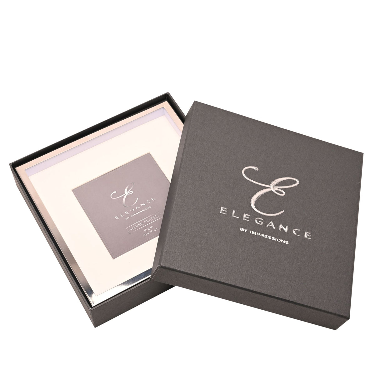 Elegance White Mount Photo Frame 4" x 4" Silver
