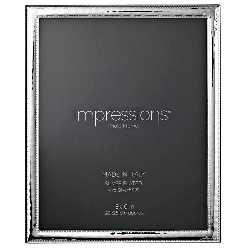 Impressions 999 Silver Narrow Rock Photo Frame 8" x 10"  Wood Back Made In Italy