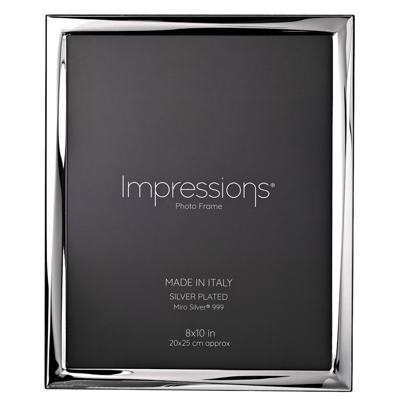 Impressions 999 Silver Narrow Twist Photo Frame 8" x 10"  Wood Back Made In Italy