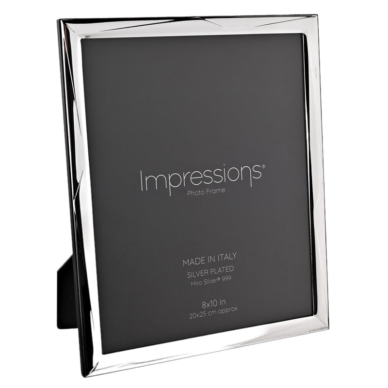 Impressions 999 Silver Geometric Photo Frame 8" x 10"  Wood Back Made In Italy