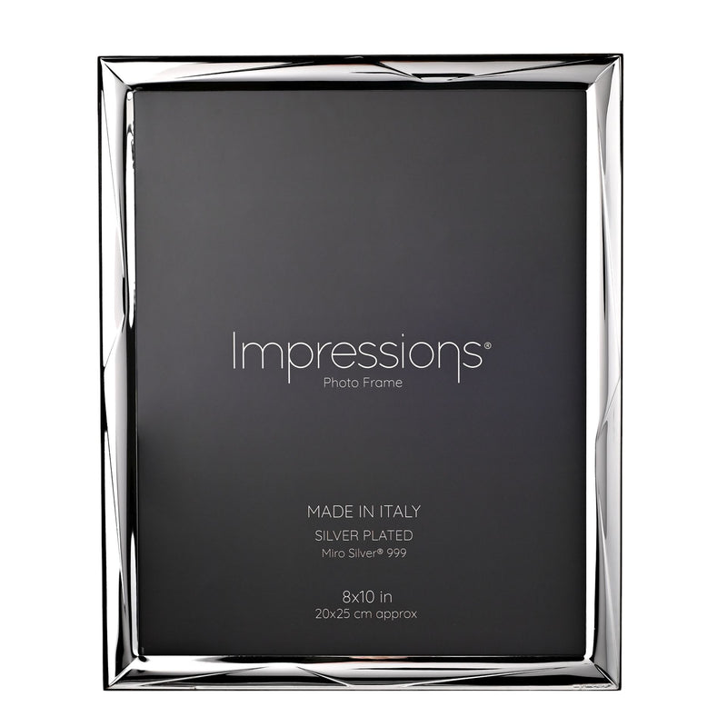 Impressions 999 Silver Geometric Photo Frame 8" x 10"  Wood Back Made In Italy