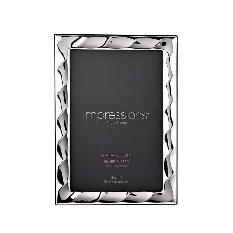 Impressions 999 Silver Bevelled Photo Frame 4" x 6"  Wood Back Made In Italy