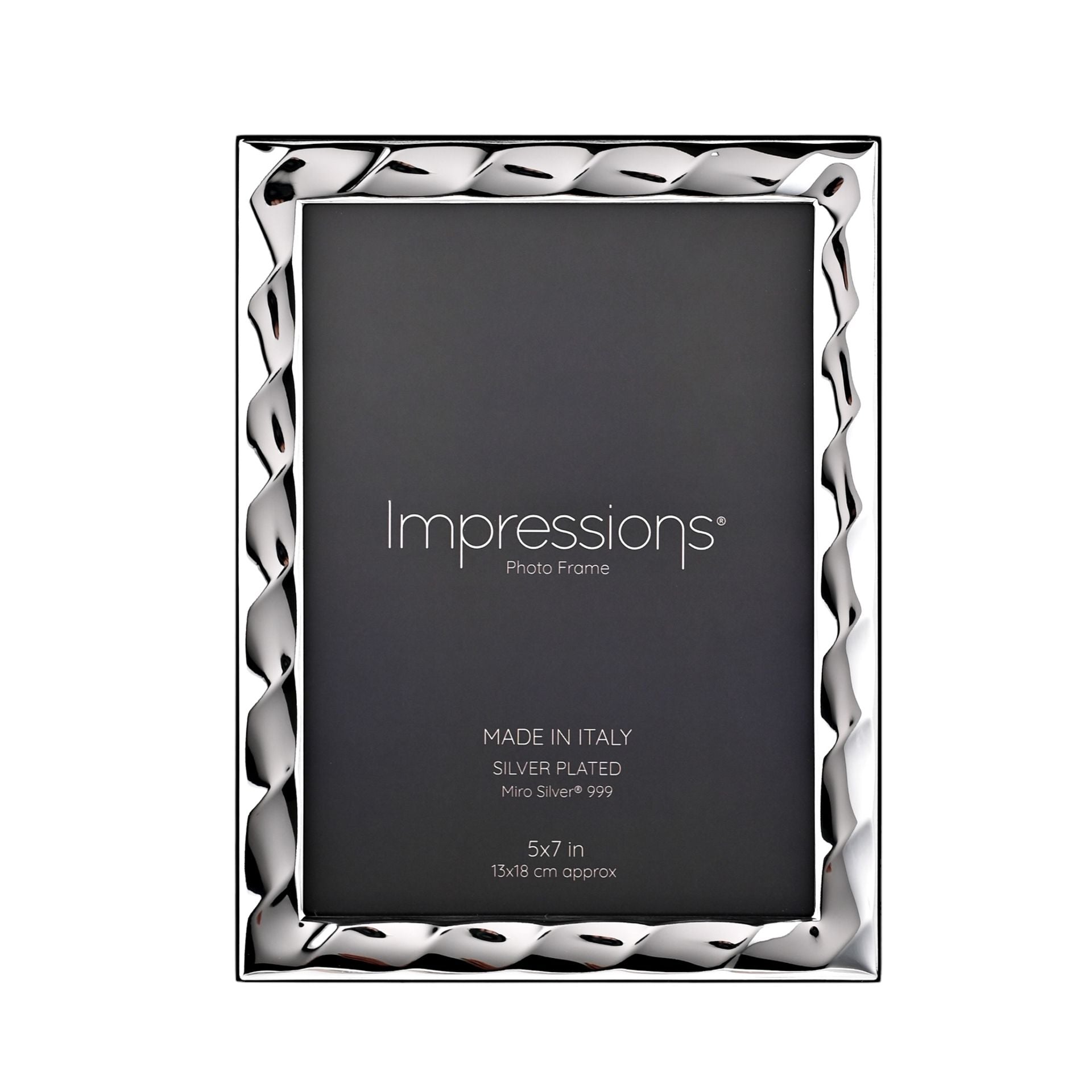 Impressions 999 Silver Bevelled Photo Frame 5" x 7"  Wood Back Made In Italy