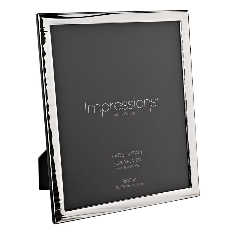 Impressions 999 Silver Narrow Wave Photo Frame 8" x 10"  Wood Back Made In Italy