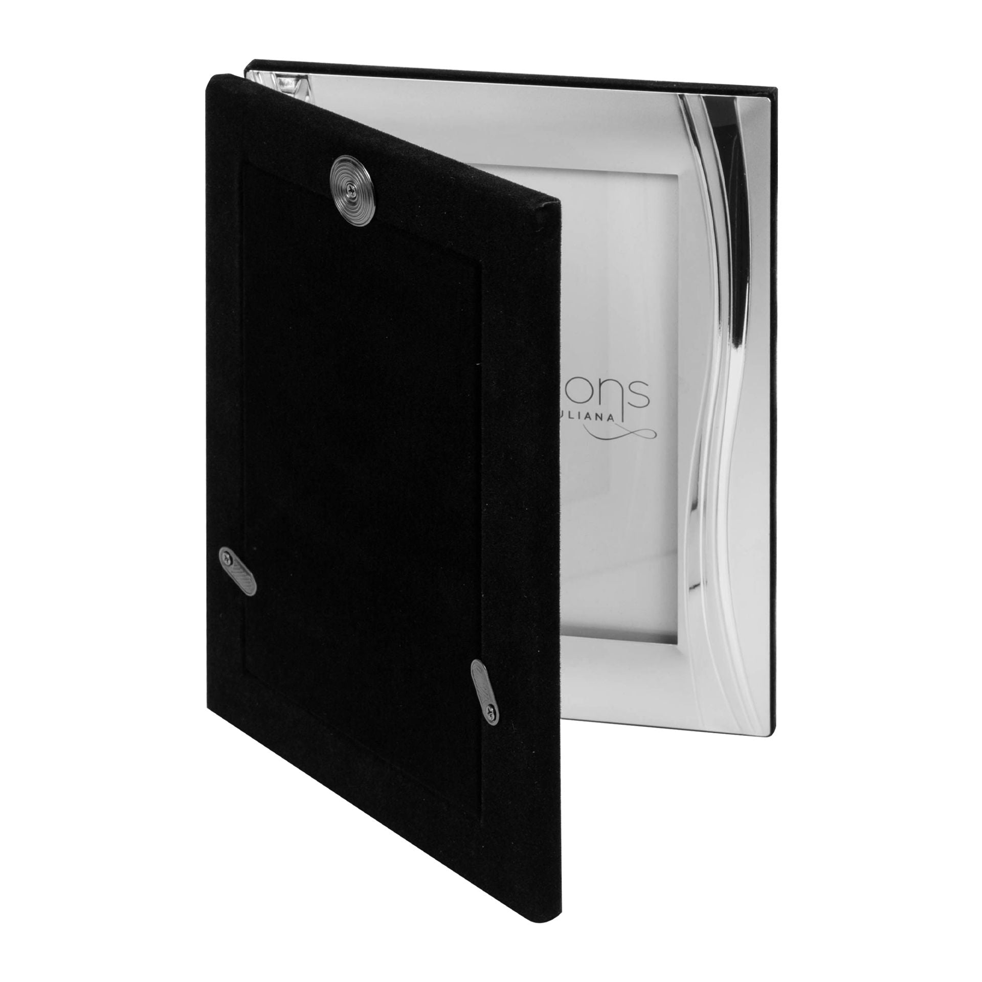 Satin Silverplated Double Frame - Shiny Wave Design 4" x 6"