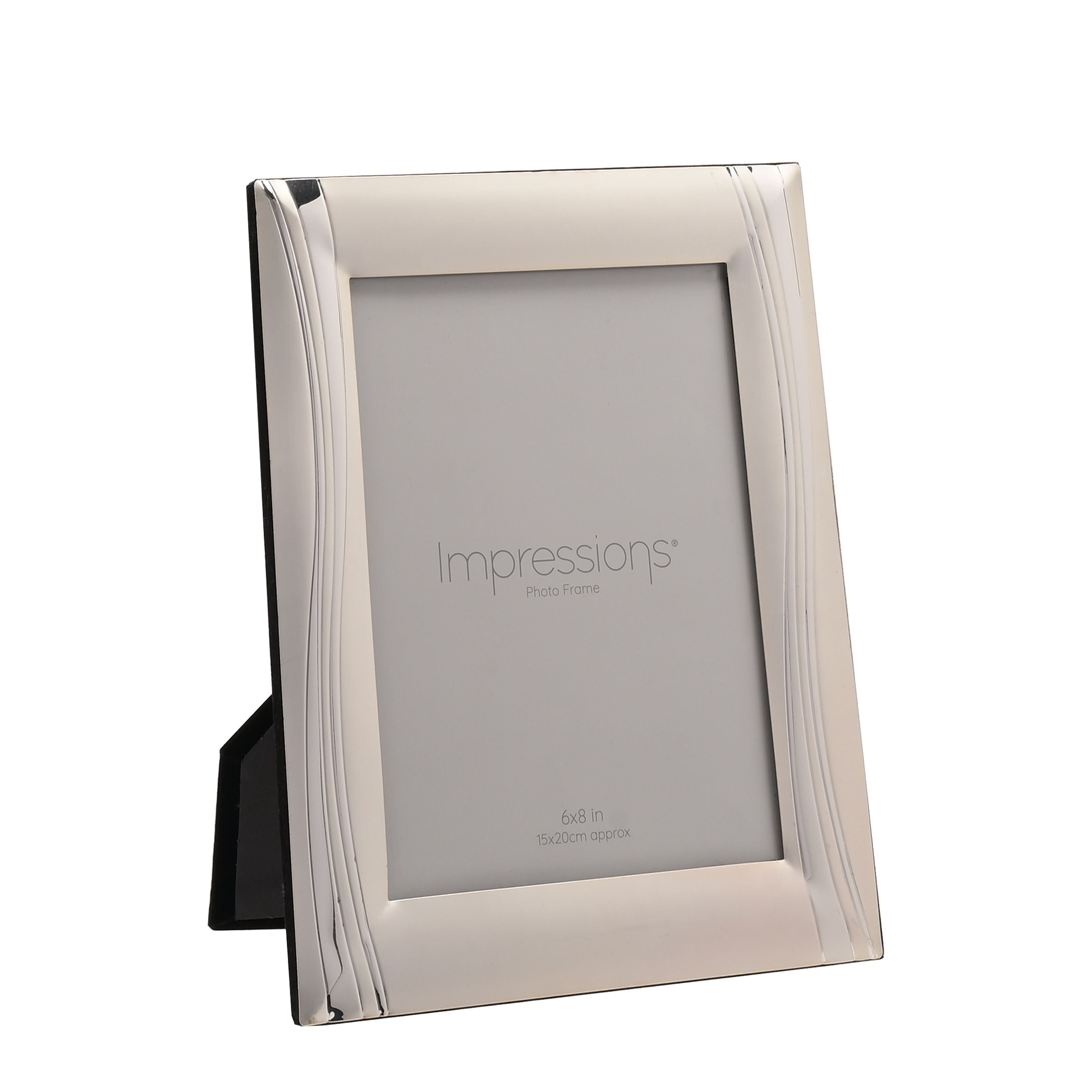 Satin Silverplated Photoframe - Shiny Wavy Design 6" x 8"