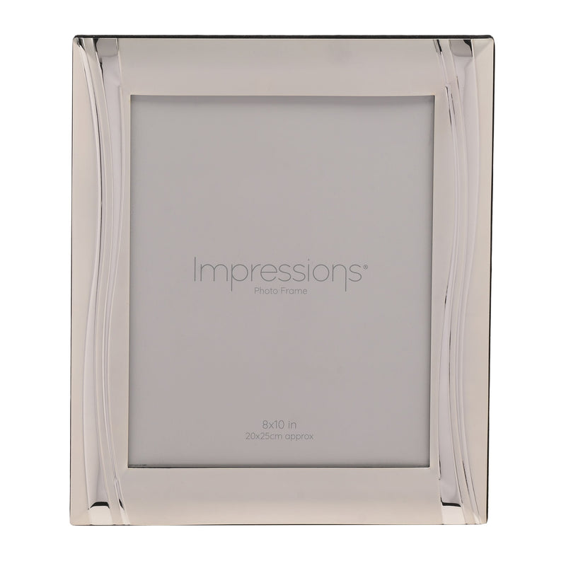 Satin Silverplated Photoframe - Shiny Wavy Design 8" x 10"