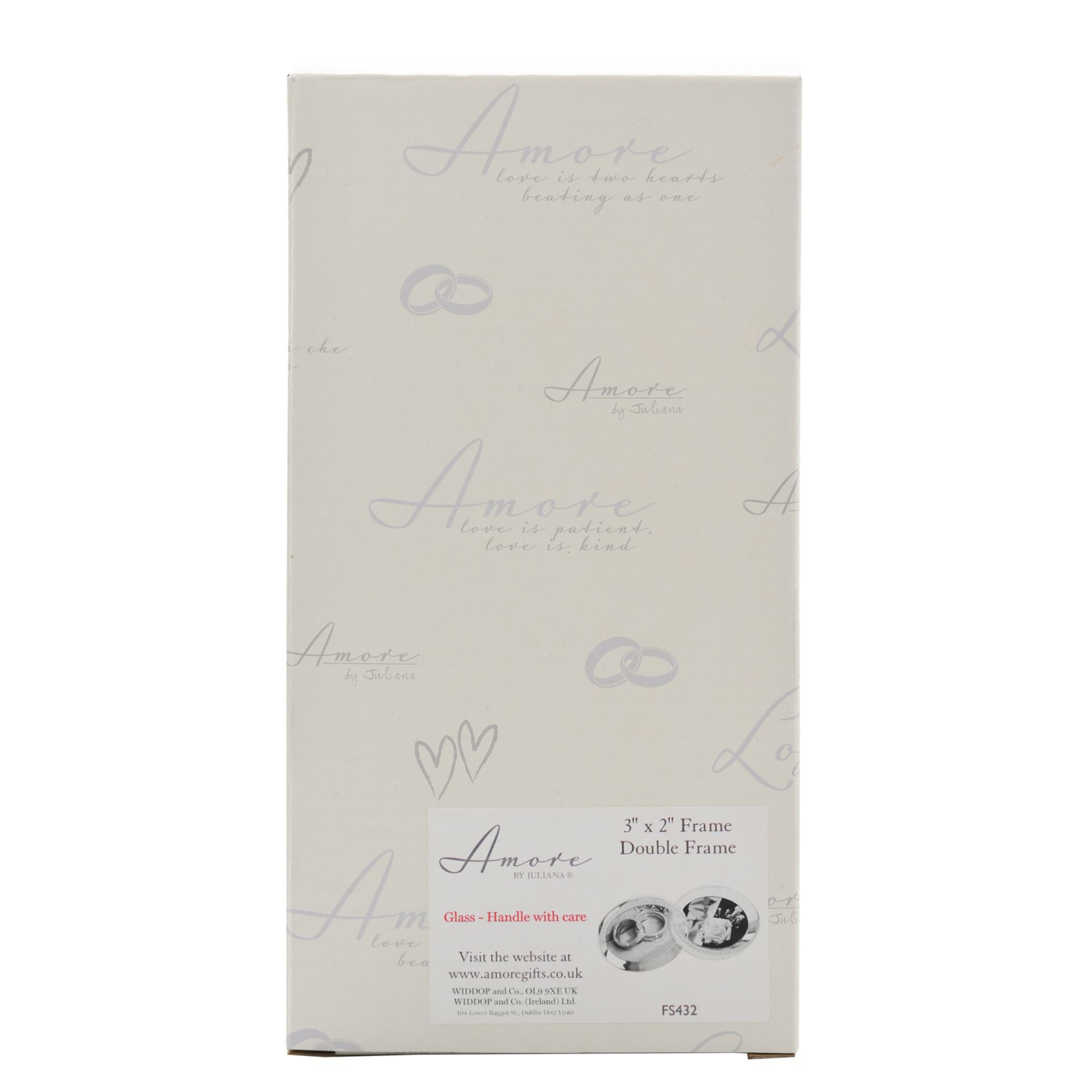 Amore Silverplated Frame with Crystal Double Rings 3" x 2"
