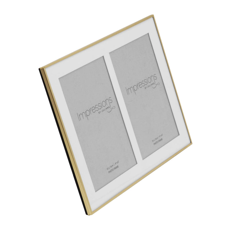 Brushed Brass Double Aperture Photo Frame