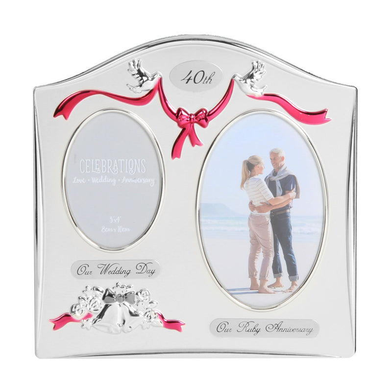 Photo Frame 2Tone S/Plated Double Anniversary - 40th