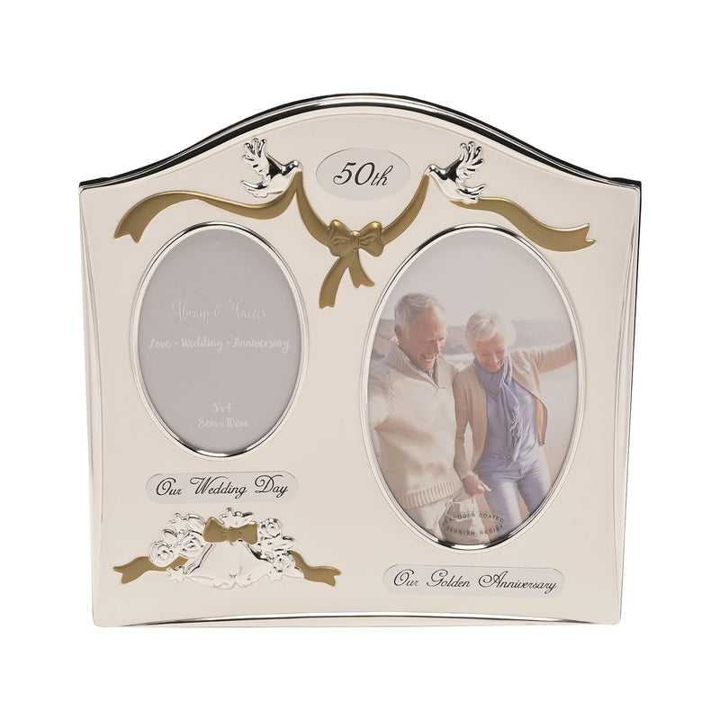 Photo Frame 2Tone S/Plated Double Anniversary - 50th