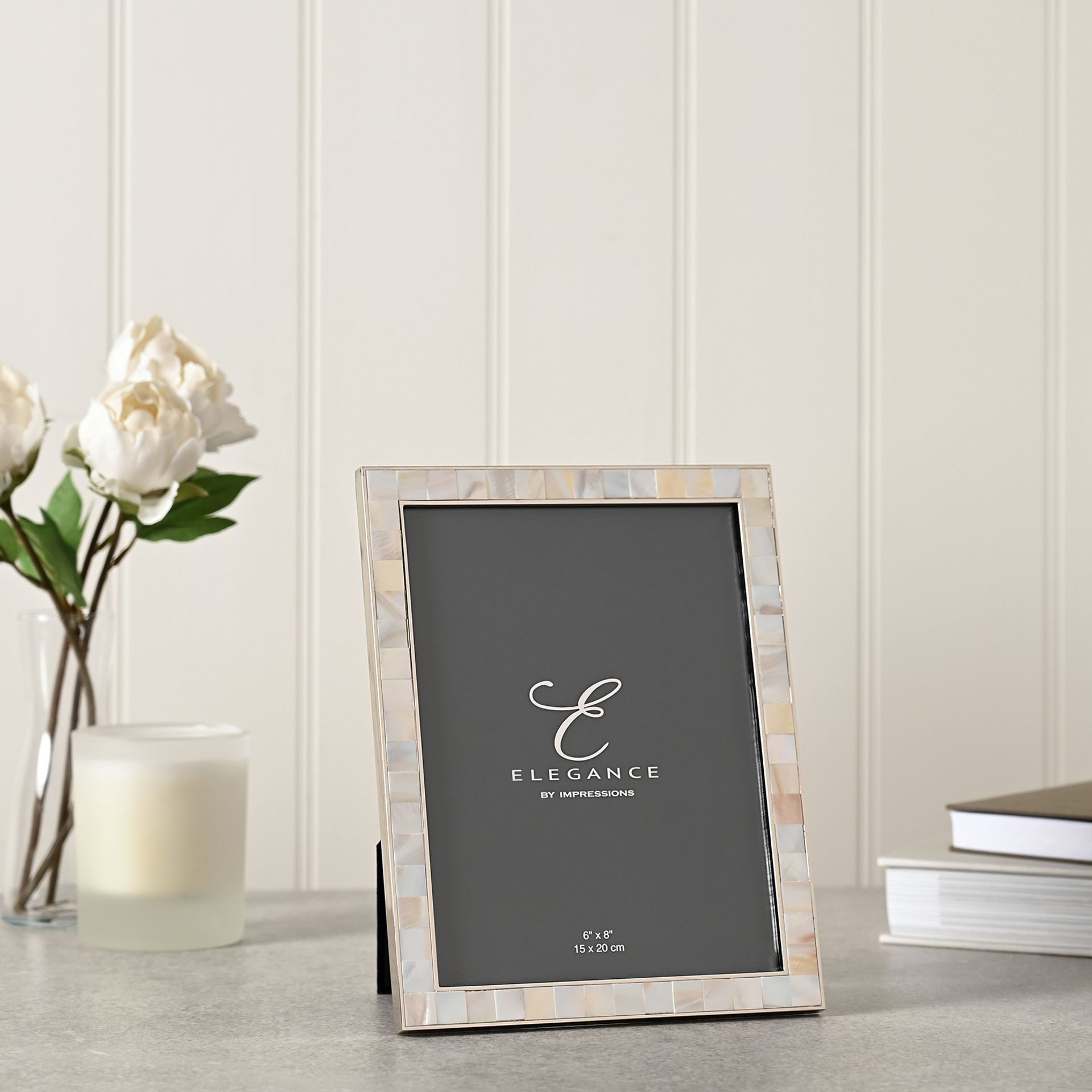 Elegance Metal & Mother of Pearl 6" x 8" Frame Gift Boxed