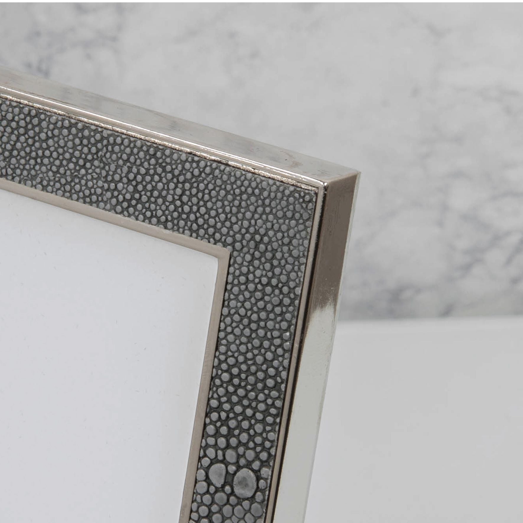 Elegance Metal Plated Grey Faux Shagreen Frame 5" x 7"