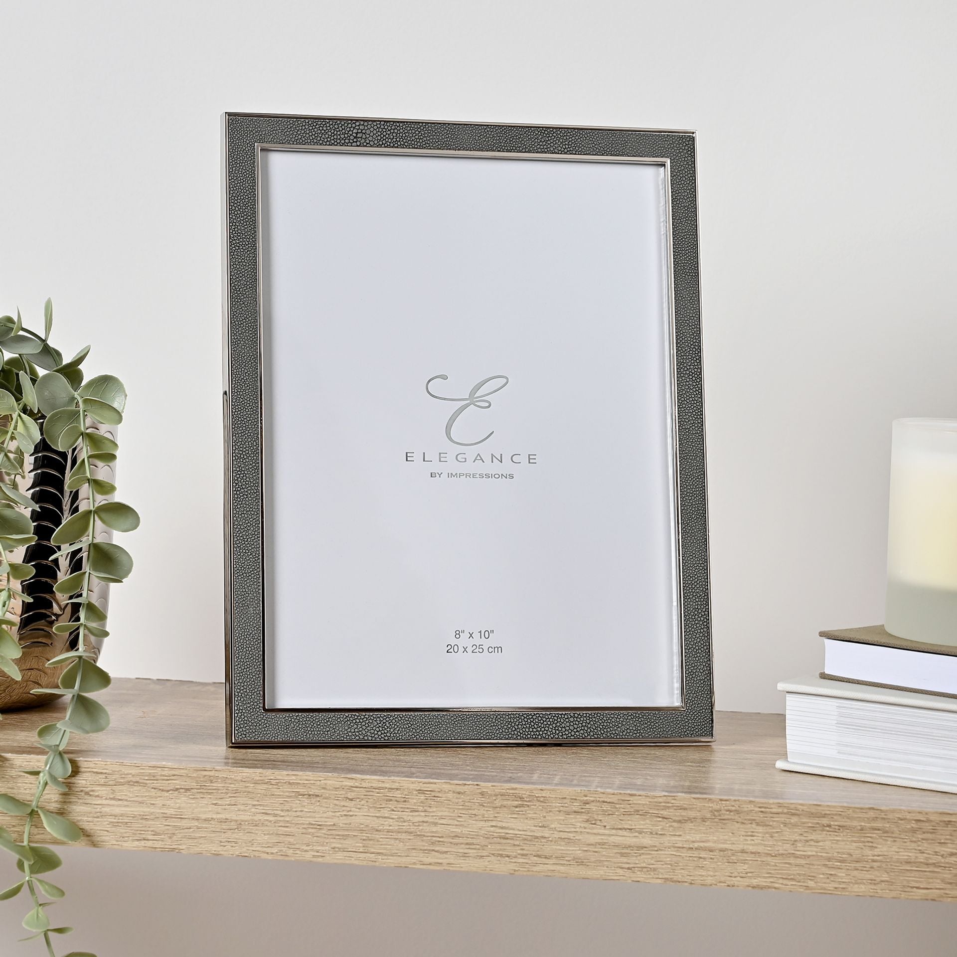 Elegance Metal Plated Grey Faux Shagreen Frame 8" x 10"