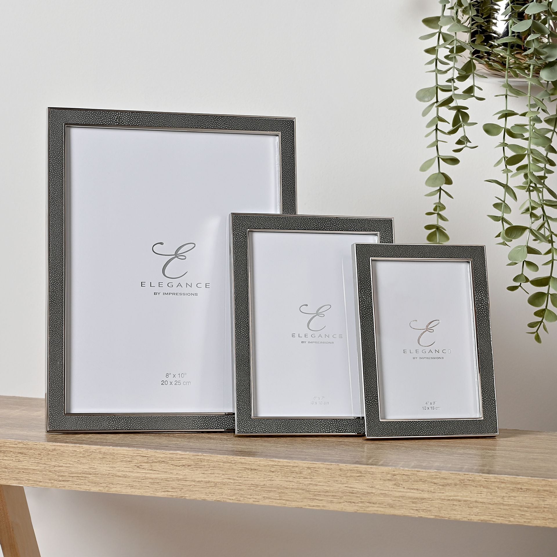 Elegance Metal Plated Grey Faux Shagreen Frame 8" x 10"