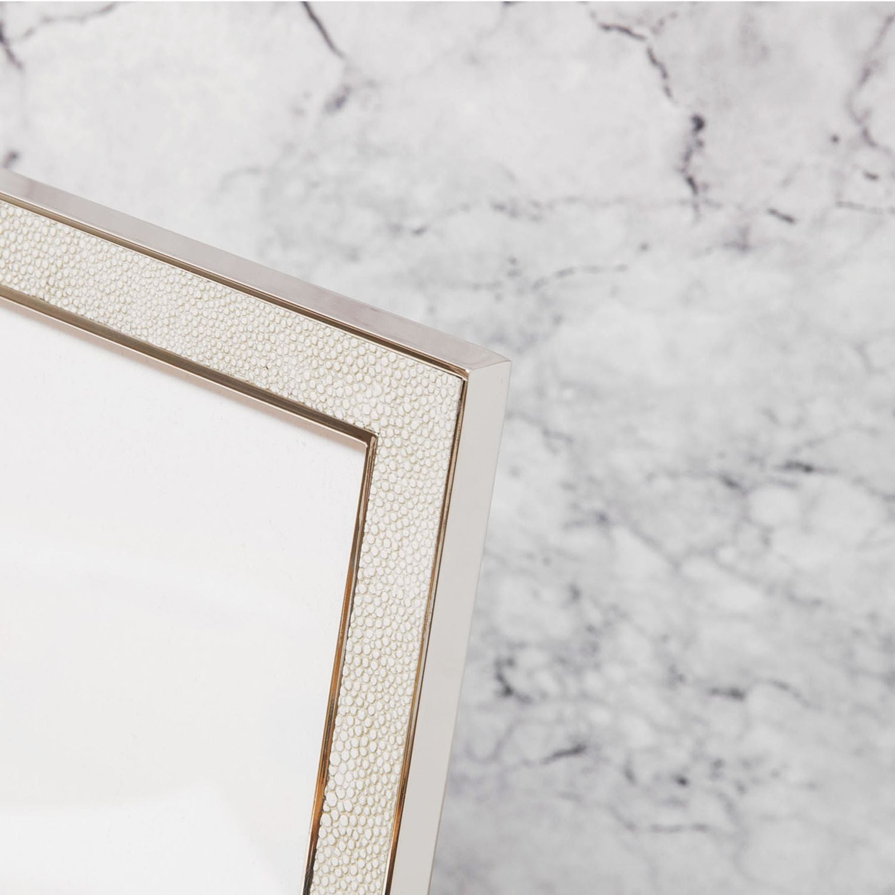 Elegance Metal Plated Cream Faux Shagreen Frame 4" x 6"