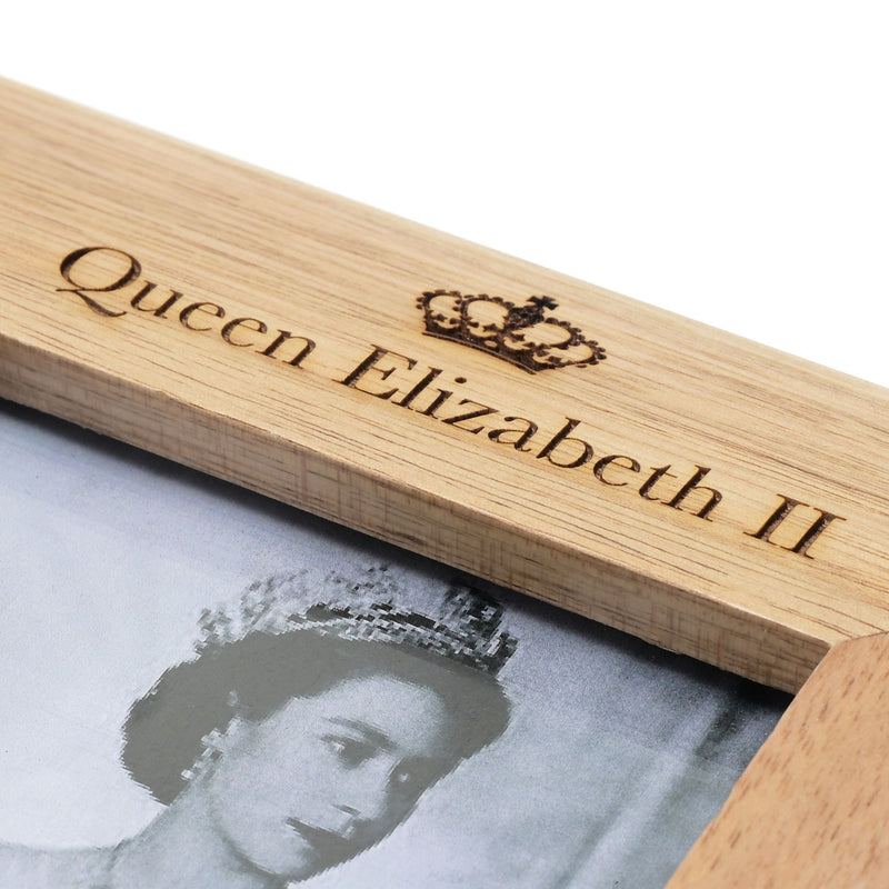 Queen Elizabeth II Wooden Memorial Frame 4" x 6"