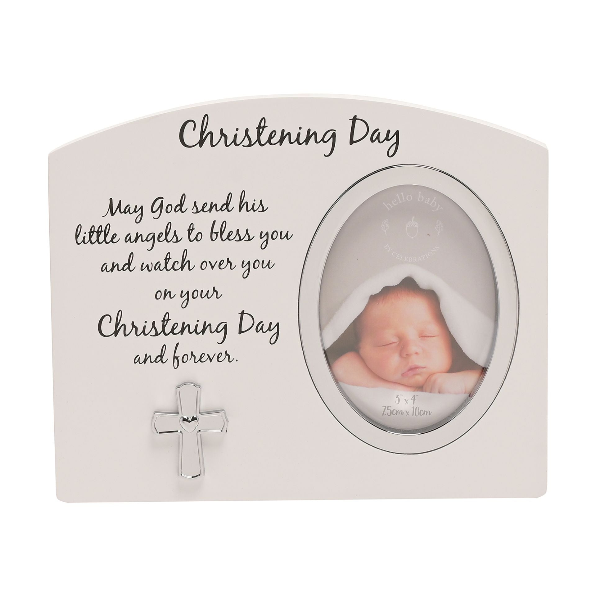 Photo Frame White/Silver icon Christening Day 3"x4"