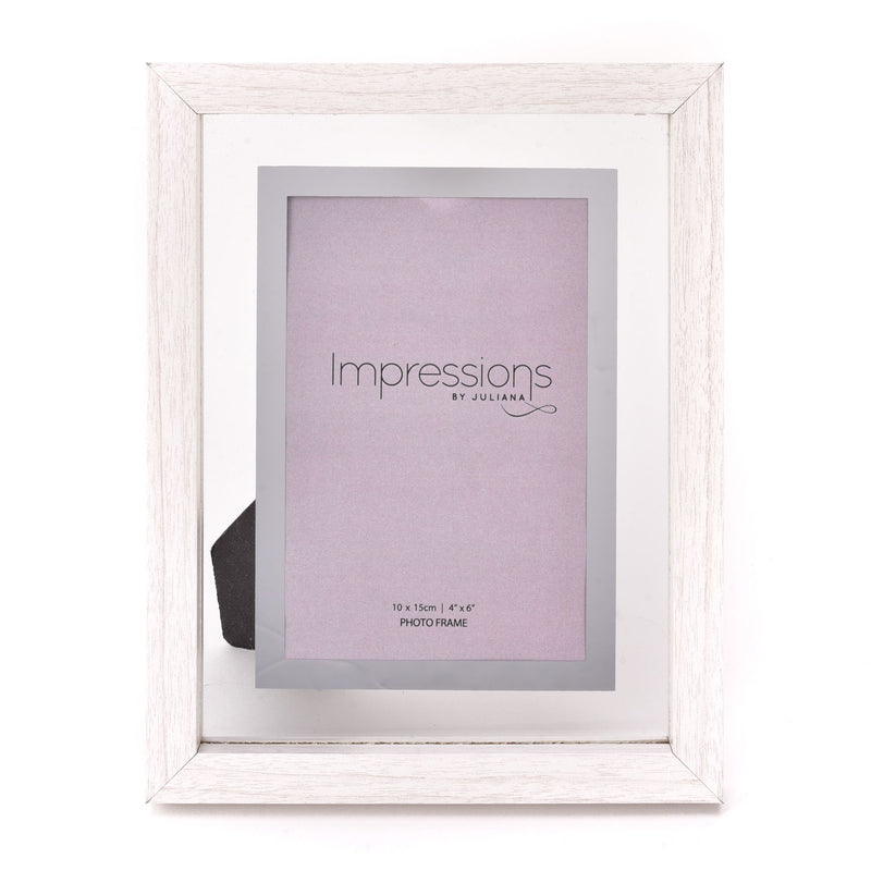Impressions White Wooden Frame Perspex Border 4" x 6"