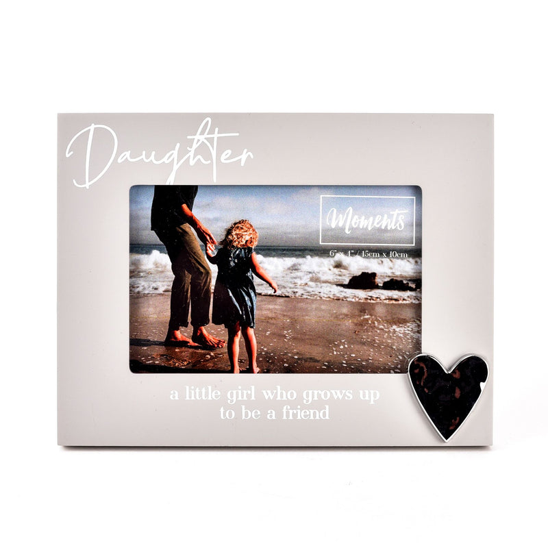 Moments Wooden Photo Frame with Heart 6" x 4" - Daughter
