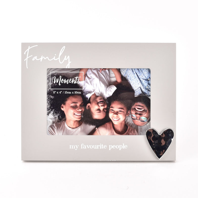 Moments Wooden Photo Frame with Heart 6" x 4" - Family