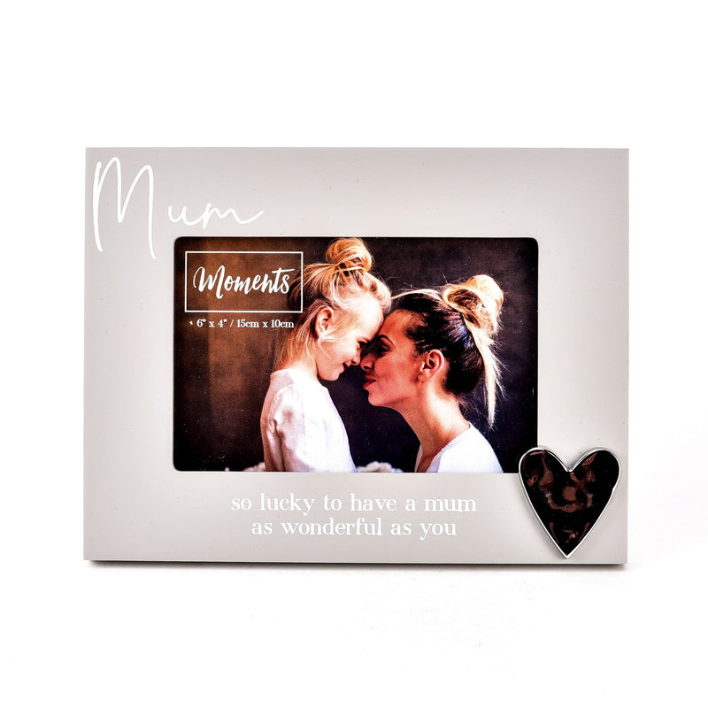 Moments Wooden Photo Frame with Heart 6" x 4" - Mum