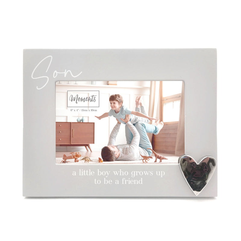Moments Wooden Photo Frame with Heart 6" x 4" - Son