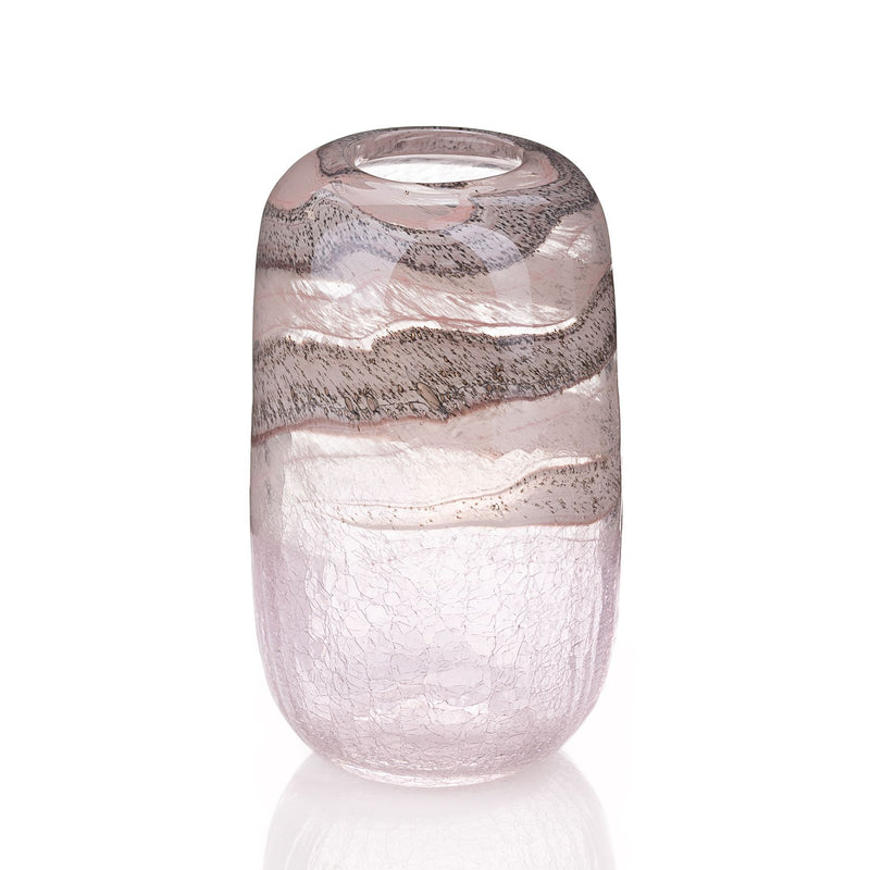 Objets d''Art Pink & Grey Glass Vase 23.5cm