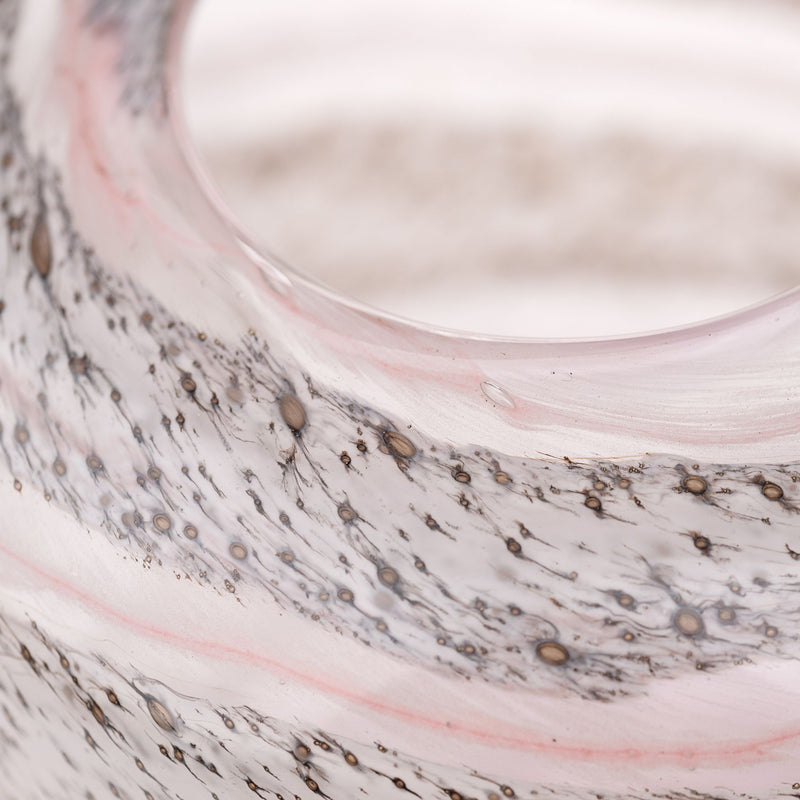 Objets d''Art Pink & Grey Glass Vase 23.5cm
