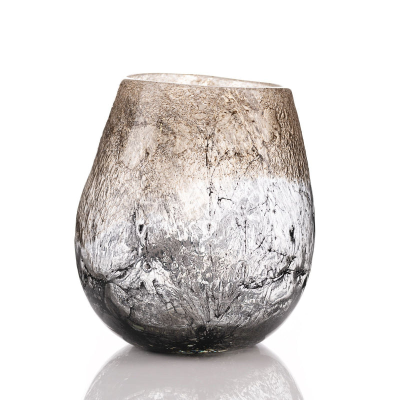 Objets d''Art Textured Grey Glass Vase 25cm