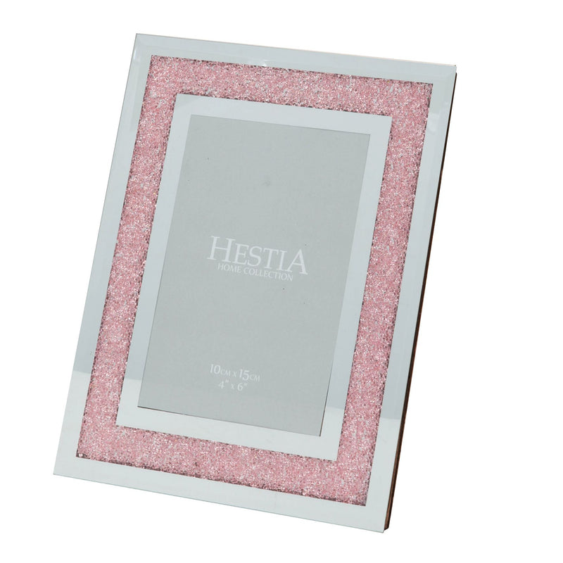 Hestia Mirror & Blush Crystal Glass Frame - 4" x 6"