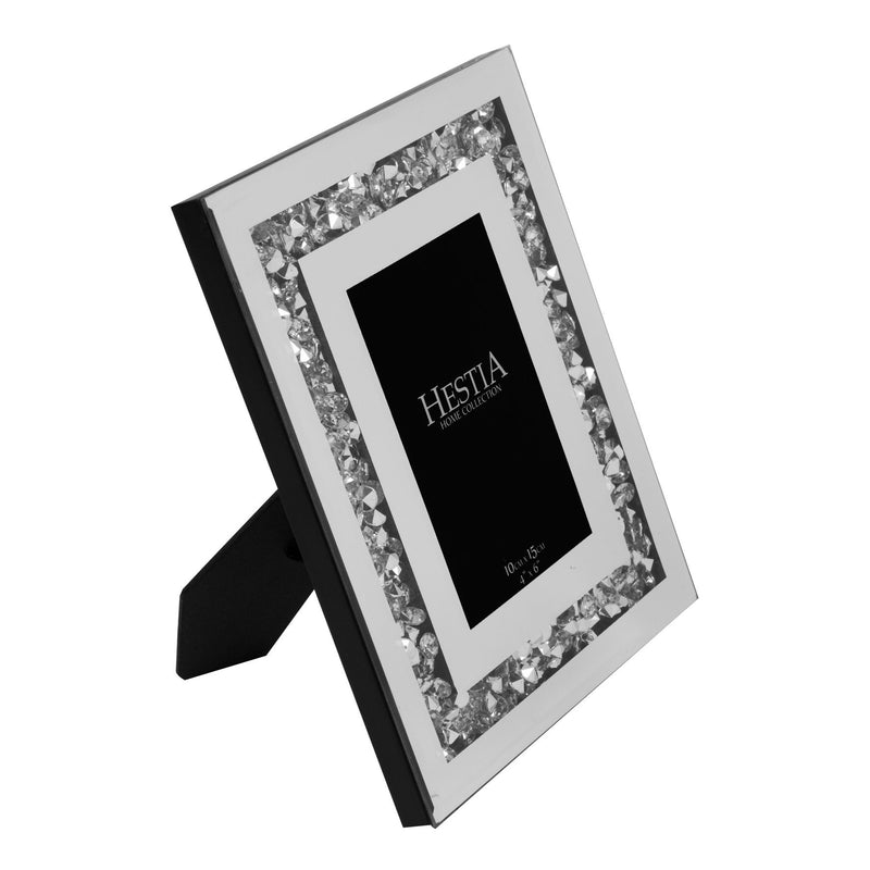 Hestia Mirror Glass with Crystal Egde Photo Frame 4" x 6"