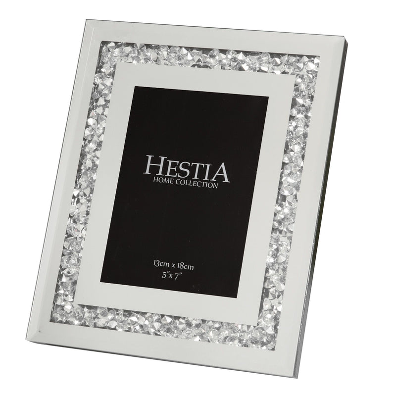 Hestia Mirror Glass with Crystal Egde Photo Frame 5" x 7"