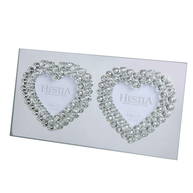 Hestia Mirror Glass Photo Frame Heart Design 3" x 2.8"