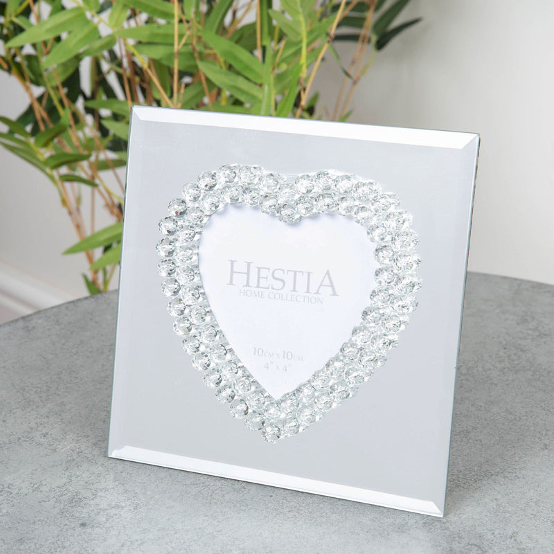 Hestia Mirror Glass Photo Frame Heart Design 4" x 4"