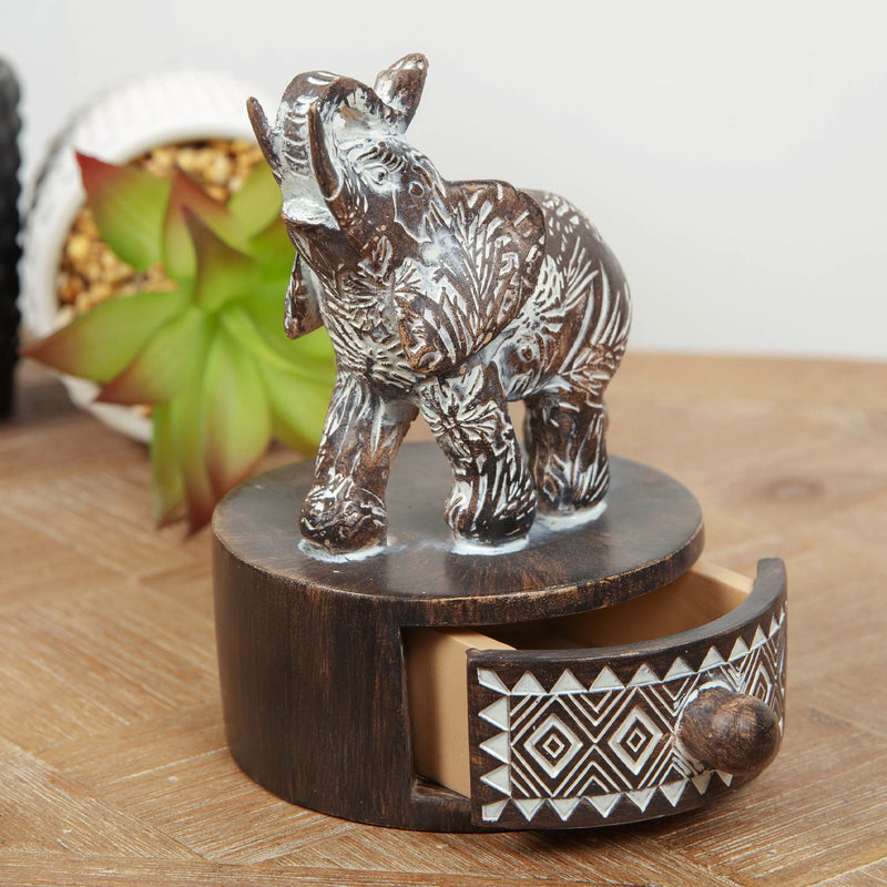 Aztec Patterned Elephant Figurine Trinket Box