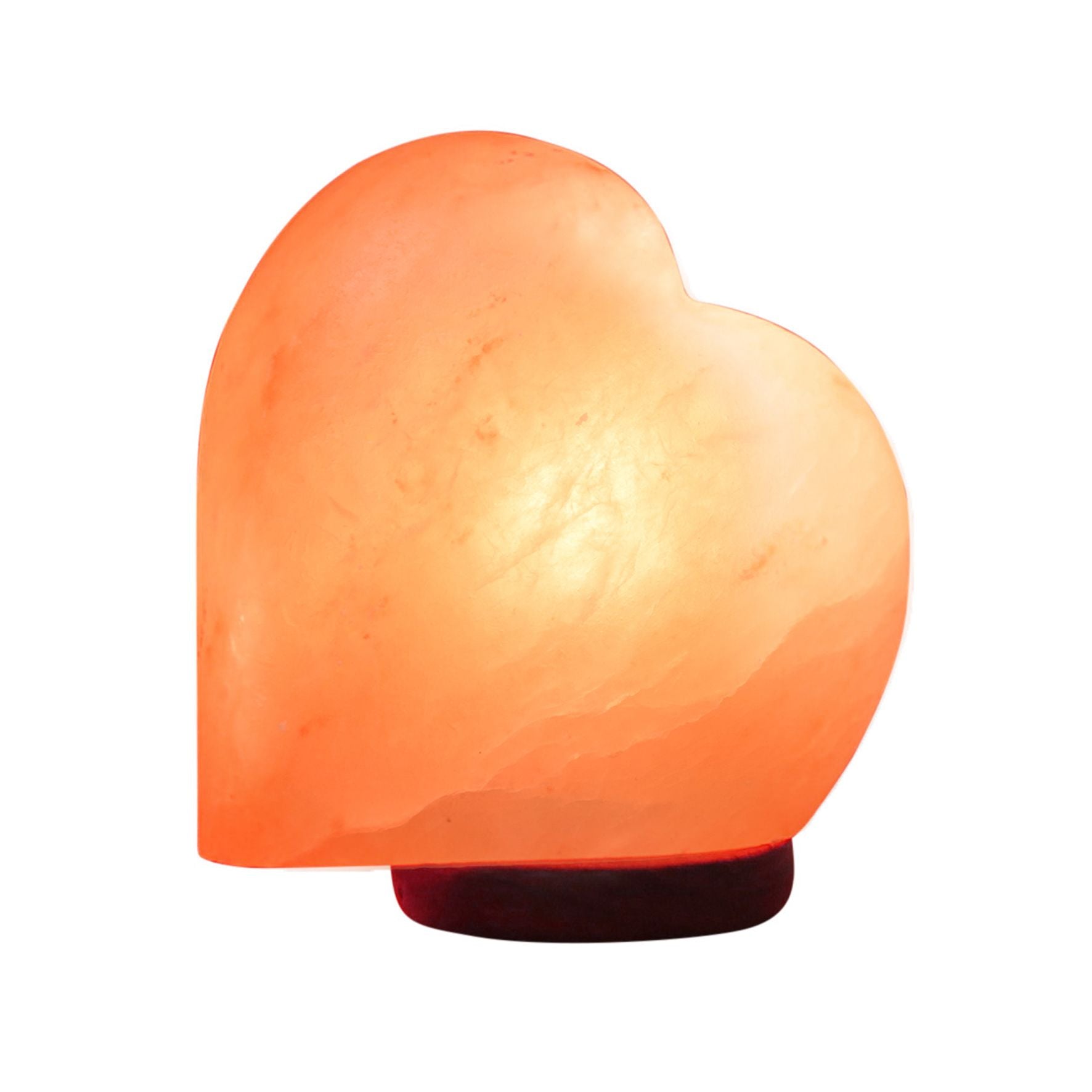 Heart Shaped Salt Lamp with Wooden Base