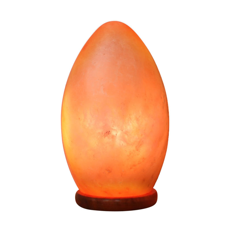 Egg Shaped Rock Salt Lamp with Wooden Base 20cm