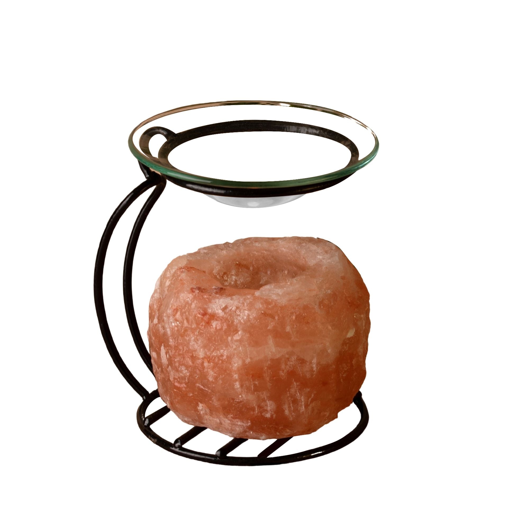 Rock Salt Oil Burner on Metal Stand