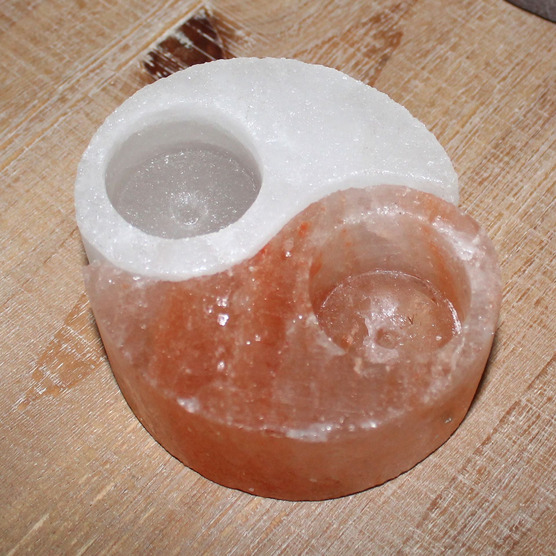 Yin and Yang Rock Salt Double Tea Light Holder