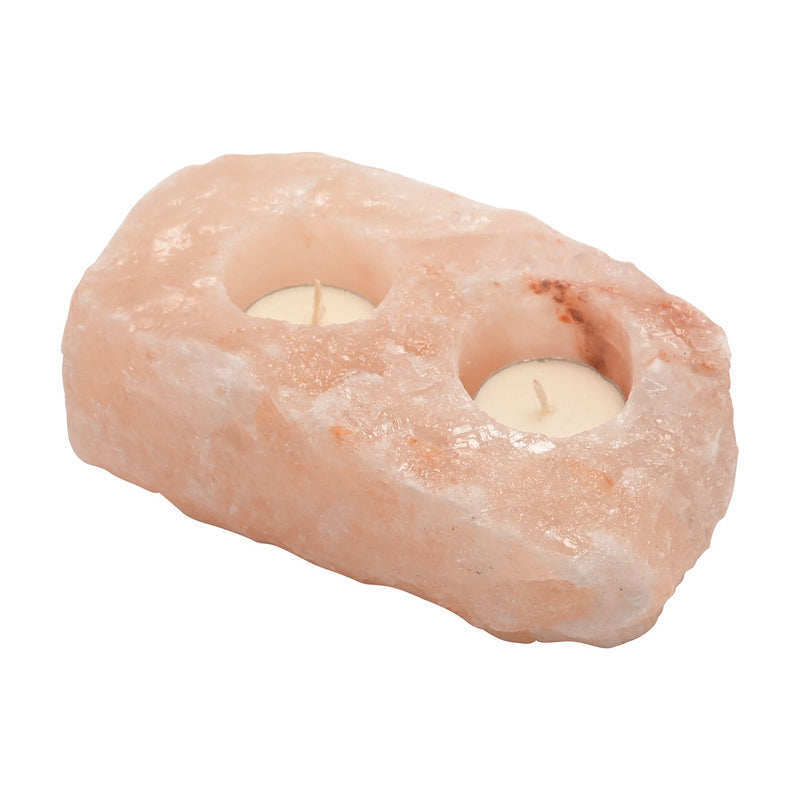 Rock Salt Double Tea Light Holder