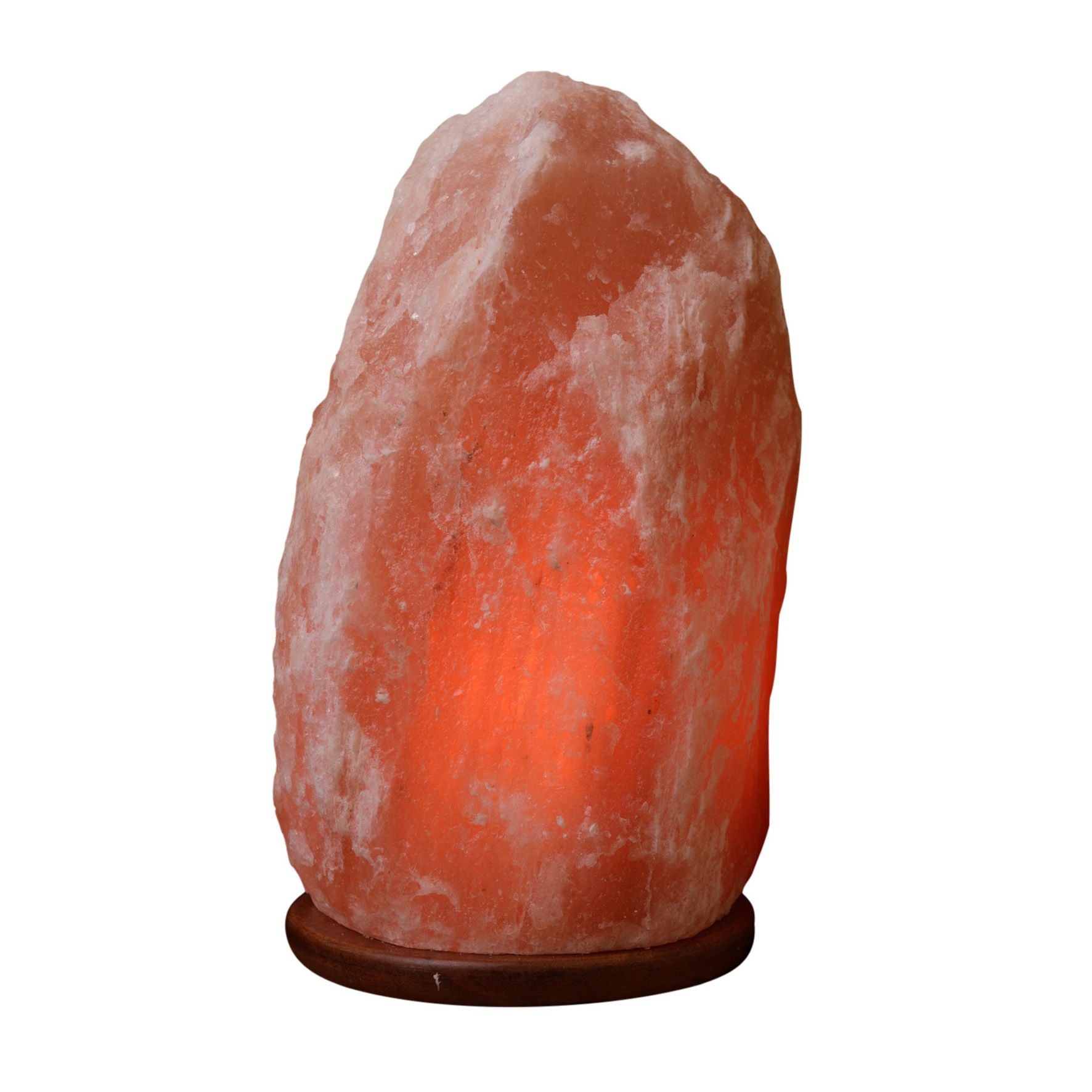 Large Rock Salt Lamp on Wooden Base