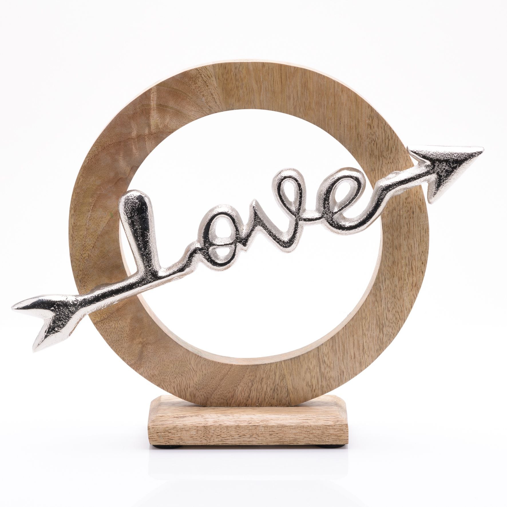 'Love' Arrow Wood and Metal Ornament 28cm