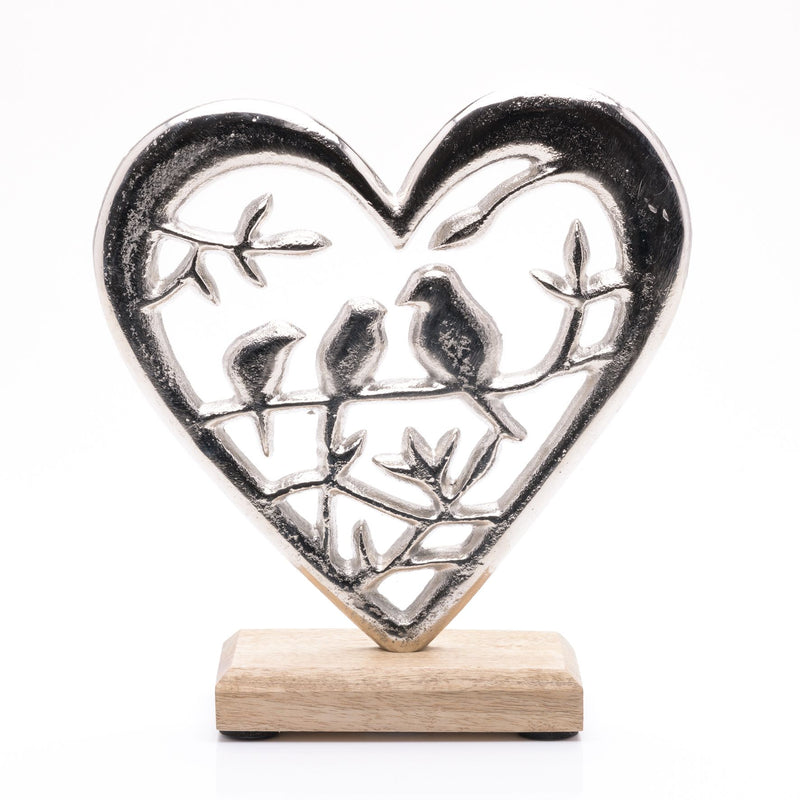 Metal Heart & Love Birds Ornament 20cm