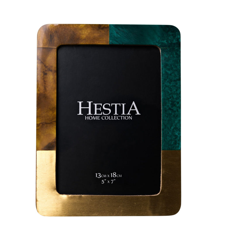 Hestia Malachite Green, Brown & Gold Resin Photo Frame 5x7"