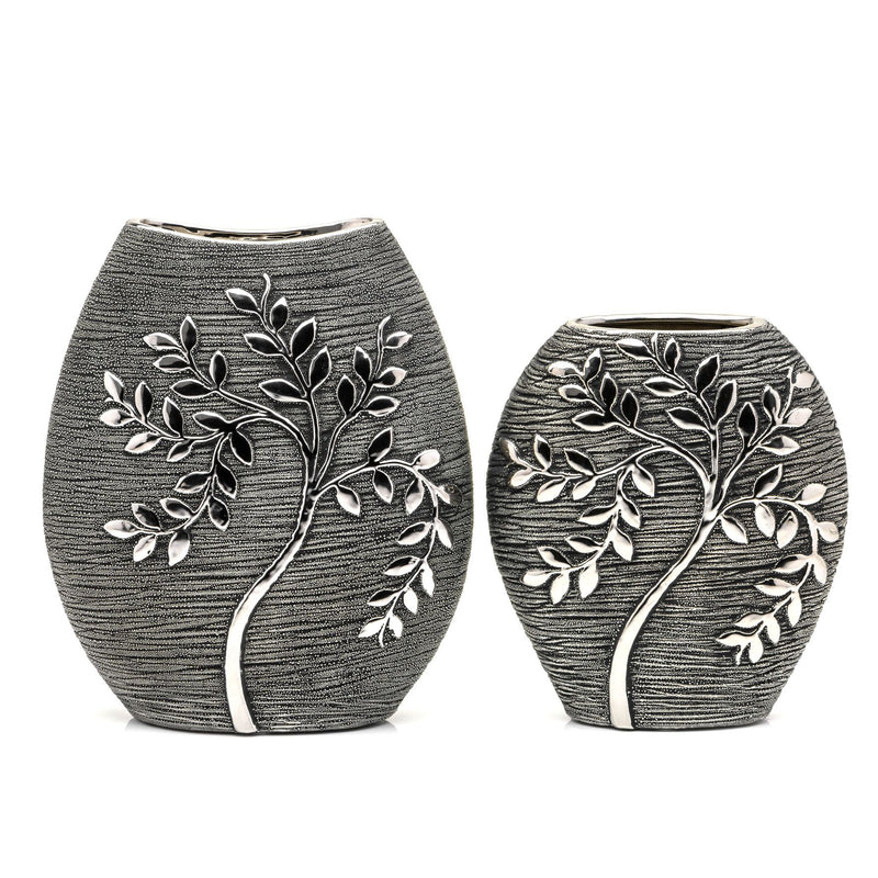 Textured Grey Branch Oval Vase 24cm
