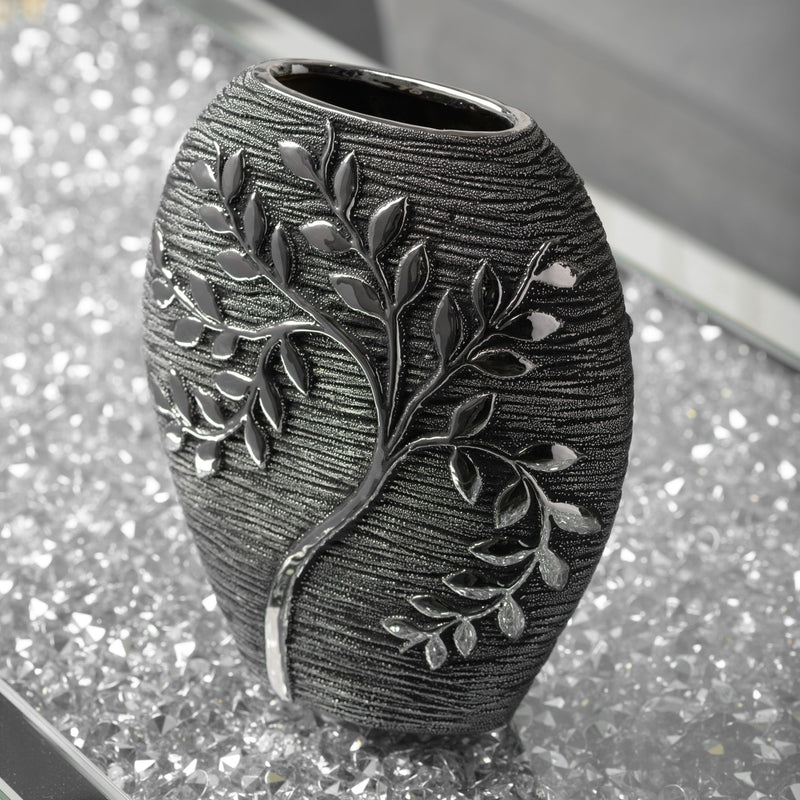 Textured Grey Branch Oval Vase 20cm